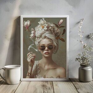 Original Floral Fashion Art Print + Digital Copy, Surreal Avant Garde